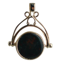 9ct 36x28mm 2 stone Spinning Fob Pendant