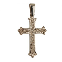 9ct 37x26mm Fancy embossed pattern Cross with bail
