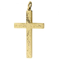 9ct 40x25mm hand engraved Solid Block Cross
