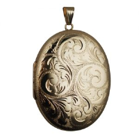 9ct 45x35mm hand engraved oval family Locket