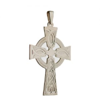 9ct 50x36mm hand engraved knot pattern Celtic Cross