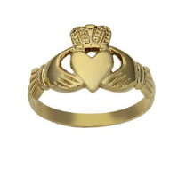 9ct Gold 10mm ladies Claddagh Ring Sizes J-S