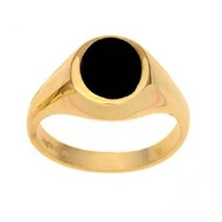 9ct Gold 11x9mm Onyx set oval Signet Ring Sizes J-P