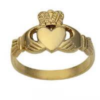 9ct Gold 12mm gents Claddagh Ring Sizes R-Z