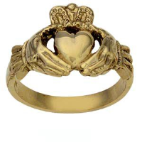 9ct Gold 14mm gents Claddagh Ring Sizes R-Z