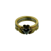 9ct Gold 15mm 3 piece Claddagh Ring Sizes J-Q