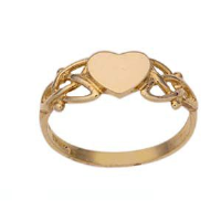 9ct Gold 6mm plain heart celtic style ladies Dress Ring Sizes J-Q