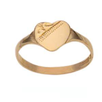 9ct Gold 7x7mm ladies engraved heart shaped Signet Ring Sizes G-N