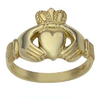 9ct Gold gents Claddagh Ring Sizes R-Z