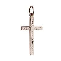 9ct rose 25x15mm hand engraved Solid Block Cross