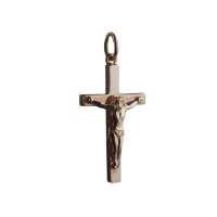 9ct rose 25x15mm Solid Block Crucifix Cross
