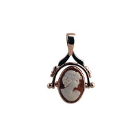9ct rose 29x20mm 2 stone Cameo Spinning Fob Pendant