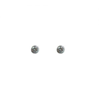 9ct white Gold 3mm round collet set with Cubic Zirconia Stud Earrings no Hallmark