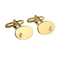 GP 12x17mm oval star set CZ swivel Cufflinks