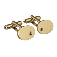 GP 12x17mm oval star set Ruby swivel Cufflinks
