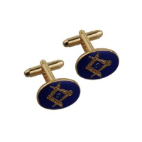 GP 14x19mm oval cold cure enamel Masonic with 'G' swivel Cufflinks