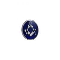 Rhodium Plated 12x10mm oval cold cure enamel Masonic Tie tack