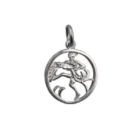 Silver 11mm round Aquarius Zodiac Charm