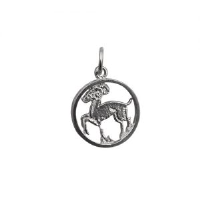 Silver 11mm round Aries Zodiac Charm