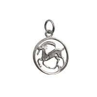 Silver 11mm round Capricorn Zodiac Charm