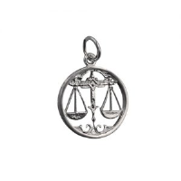 Silver 11mm round Libra Zodiac Charm