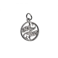 Silver 11mm round Pisces Zodiac Charm