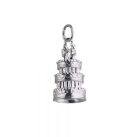 Silver 11x19mm 3 tier Wedding Cake Pendant or Charm