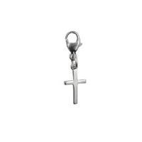 Silver 11x7mm cross symbol of faith charm on a lobster clasp