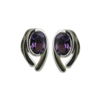 Silver 11x8mm 7x5mm amethyst Earrings