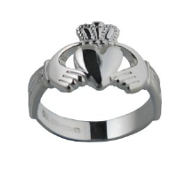 Silver 12mm Trinity knot shoulder ladies Claddagh Ring Sizes J-Q