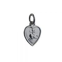 Silver 12x11mm heart St Christopher Charm