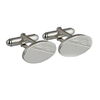 Silver 12x19mm hand engraved oval swivel Cufflinks