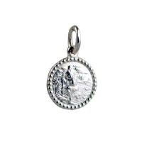 Silver 13mm round beaded edge St Christopher Pendant