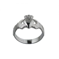 Silver 13mm Trinity knot shoulder ladies or Boys Claddagh Ring Sizes N-T