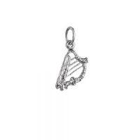 Silver 13x8mm Harp Pendant or Charm