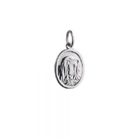 Silver 14x11mm oval Our Lady of sorrows Madonna Pendant