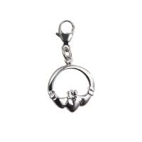 Silver 14x14mm Claddagh charm on a lobster trigger