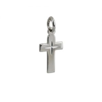 Silver 15x11mm diamond cut star flat latin Cross