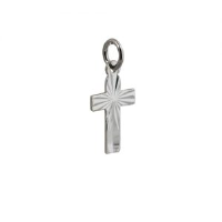 Silver 15x11mm flat diamond cut sunray Latin Cross
