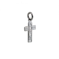 Silver 15x11mm hand engraved flat latin Cross