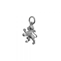 Silver 15x12mm Rampant Lion Pendant or Charm