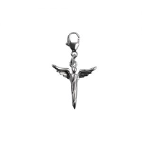 Silver 15x16mm Angel in flight charm on a lobster trigger