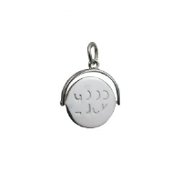 Silver 15x16mm round Good Luck spinning disc Charm