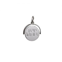 Silver 15x16mm round Happy Birthday spinning disc Charm
