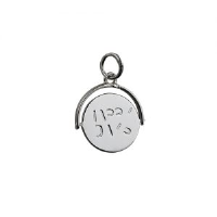 Silver 15x16mm round Happy Days spinning disc Pendant or Charm