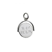 Silver 15x16mm round Why Worry spinning disc Pendant or Charm