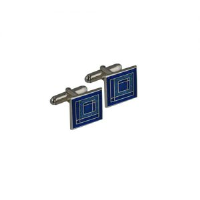 Silver 16mm square enameled swivel Cufflinks