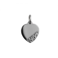 Silver 16x14mm hand engraved Heart Disc