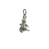 Silver 16x9mm Rabit with a Carrot Pendant or Charm