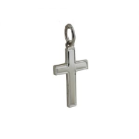 Silver 17x10mm Engine turned line border Solid Block Cross